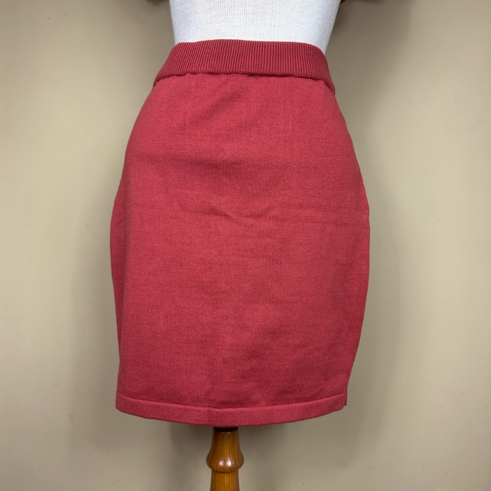 Fashion Elegant Puff Sleeve Knit Skirt Set in Rust Size Small - Picture 7 of 14